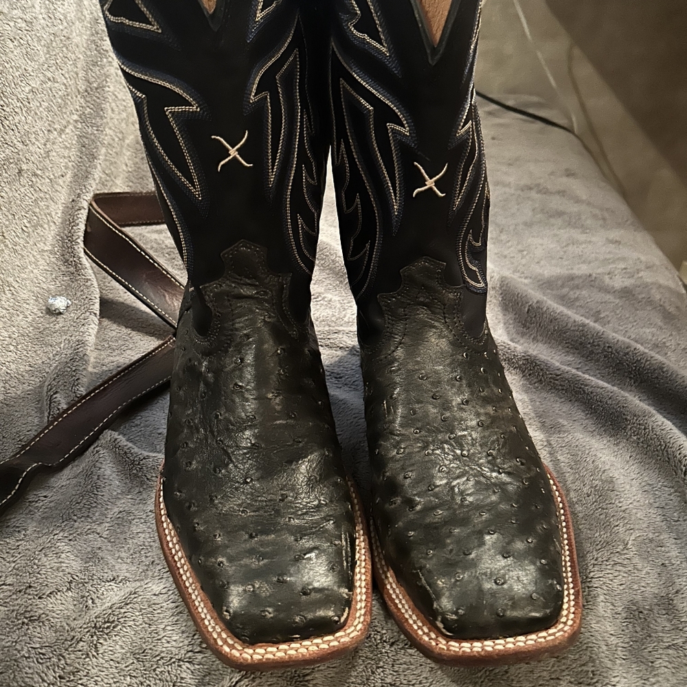 Twisted X Exotic Boots 11 1/2 D Black Ostrich
